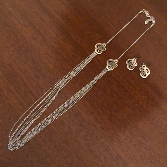 Brighton retired long length multi chain swirl link necklace & earrings - Picture 3 of 16